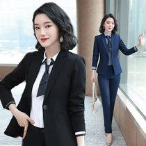 Professional suit suit ladies autumn temperament suit two sets of slim sleeve business posit white-collar work clothes