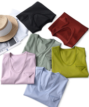 Explosive T upgrade advanced silky silk skin-friendly cotton U-collar O-collar personality pocket short-sleeved T-shirt