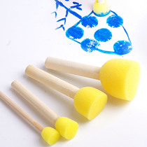 10 sets of childrens early education toys DIY handmade wooden handle sponge paint brush round brush