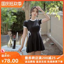 Swimsuit women Summer Siamese belly thin black skirt Korean ins2021 new conservative sports hot spring swimsuit
