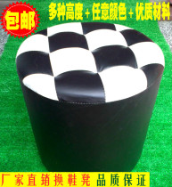 Solid wood stool leather Pier leather stool round stool cartoon leather Pier color small bench small chair home sofa Pier low stool