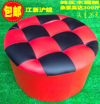 Creative fashion small round stool small leather stool square stool makeup stool foot shoes shop clothing store shoe stool black red