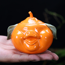 All Things Great Gitangerine Creativity Small Pig Mini Tea Leaf Jars Portable Ceramic Small Number Tea Spotting Piece Sealed Storage Tank