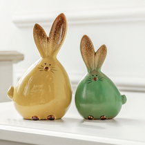 Fawn ceramic ornaments rabbit animal home accessories couple birthday wedding gift TV cabinet creative crafts