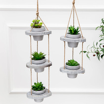 Nordic mini fake flower pot hanging decoration flower pot multi-meat hanging balcony living room decoration pendant