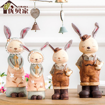 Rabbit home decorations Living room crafts ornaments Crystal Ball wine cabinet TV cabinet Newlywed wedding gift