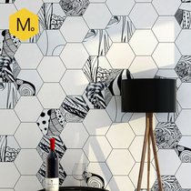 Late Nordic Bathroom Tile Black White Flower Brick Plants Hexagonal Brick Kitchen Balcony Hexagonal Floor Tile