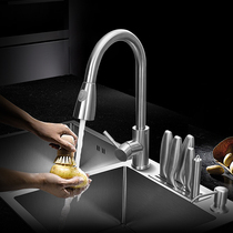 Kitchen faucet 304 stainless steel wash basin Hot and cold faucet Pull-out household telescopic faucet