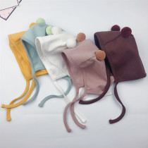 Baby hat autumn and winter infant cute super cute newborn newborn baby cotton tire cap ball ear cap spring
