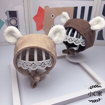 Autumn and winter baby cap male and female baby hat 3-6-12 months ear protection cap cap cute tire cap ear warm