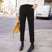 South Koreas harem woolen pants womens autumn and winter 2021 new loose straight radish pants high waist slim casual nine-point pants