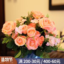 Home model room dried flowers decorative ornaments Living room Dining room Floral simulation flowers Cotton roses dried flowers fake flowers