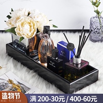 Home model room Simple bathroom wash set Rectangular tray Aromatherapy towel Bathroom decoration ornaments