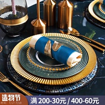 European Western tableware set Household American model room table set full set of light luxury steak plate Western plate knife fork and spoon