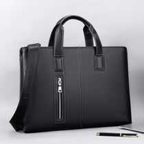 Cow Leather Briefcase Mens Hand Cross Section Square Business Large Capacity Hand Carrying Business Bags Versatile Fashion