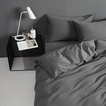 Simple solid color 60 long-staple cotton brushed four-piece set cotton pure cotton thickened duvet cover autumn and winter sheets Bedding