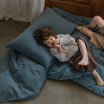 Class A knitted vegetarian colour double parquet of four sets full cotton pure cotton Nordic wind geranium quilted by a set of pure colour bed linen