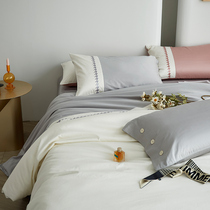 100 Australian cotton Thousand Birds 4 pieces of pure cotton gon satin quilt cover All cotton high-end bed linen Luxurious Bed Bedding