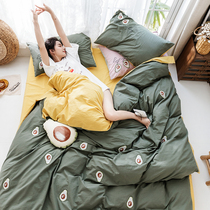 Embroidery washed cotton full cotton four pieces of kit minimalist pure cotton small fresh double quilt cover day style net red bed with supplies