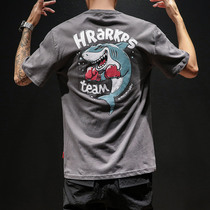 Type male summer short sleeve T-shirt haven shark printing trend large-yard loose cotton hip hop half-sleeve tops