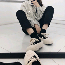 mona same model 2021 Spring and Autumn New asigo same shoes Lamb hair thick plate shoes fashion outside wear wool shoes