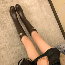 Full cow leather ~ 2021 genuine leather long cylinder boots female spring autumn though kneecap 100 lap boots high cylinder boot thick bottom rider boot