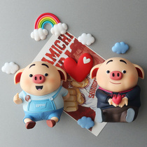 Creative pig fart cute 3D cartoon stereo refrigerator sticker magnet Home decoration suction magnet stone message magnet