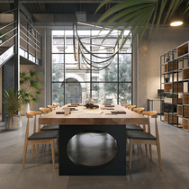 Solid wood conference table long table loft iron bar table Workbench training table reception table and chair negotiation table and chair combination