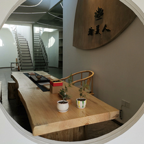 Large board tea table solid wood log pine wood tea room office casual tea table 3 m tea table tea table and chairs combination