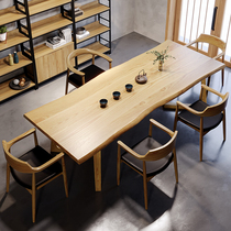 Day-style solid wood large plate tea table tea table modern minimalist white wax wood log large plate table strip table folk sink wood table