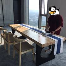 Solid wood office tea table meeting table long table strip table reception desk pine wood large plate tea table in negotiation table and chairs combination