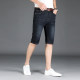 2023 New Denim Shorts Men's Summer Thin Black Quarter Pants Casual Elastic Straight Slim Tencel Pants Medium