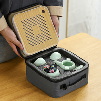 The whole set of Kung Fu tea set one pot four cups outdoor carrying bag recommended household hotel teapot cup customized logo