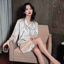White shirt dress womens night dress summer ice silk high-grade pajamas net red explosion mid-long loose silk home clothes