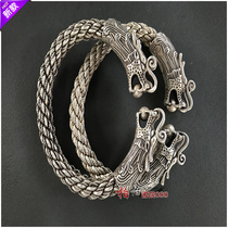 Antique antique antique old Ming and Qing Miao silver men and women costume props silverware faucet bracelet silver bracelet high-grade