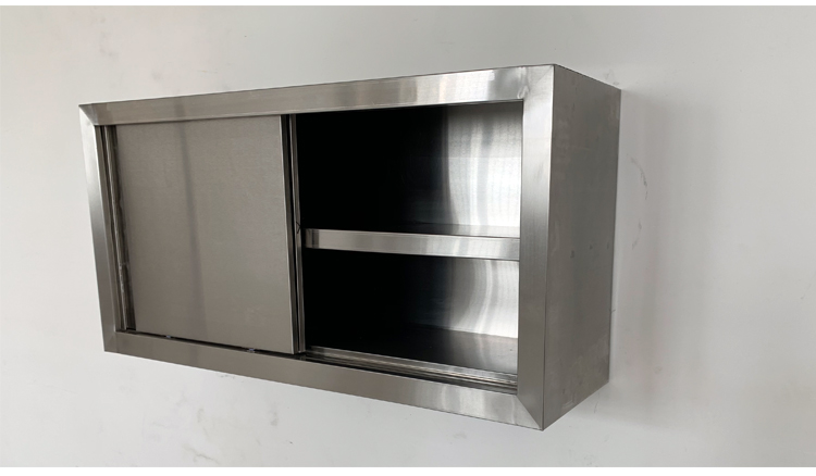 不锈钢吊柜304拉门碗碟储物柜挂墙式橱柜商用家用厨房墙壁柜定做