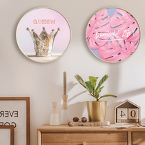 Nordic style Decorative Painting Pink Round Hanging Painting Modern Minima Light Lavish Living-room Bedside Mural Fresco