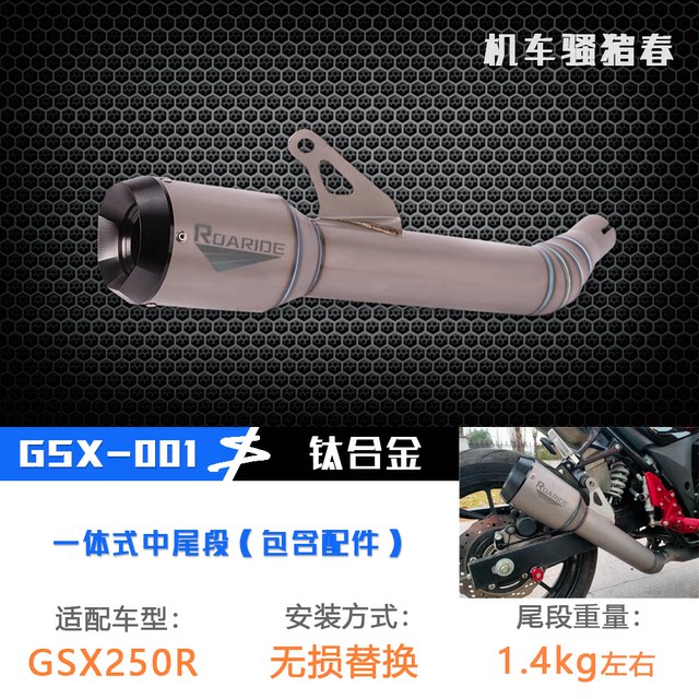 ເຫມາະສໍາລັບລົດຈັກ GSX250R ການດັດແປງທໍ່ລະບາຍອາກາດ DL250 ກາງພາກກາງ GSX250 ທໍ່ລະບາຍອາກາດ titanium alloy silencer