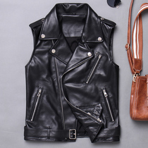 Clearance processing star with the same leather leather womens sheepskin slim-fit short motorcycle sleeveless vest tide vest