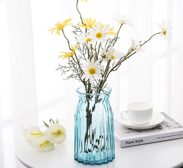 Collins Summer Fresh Striped Colored Glass Vase Creative Hydroponic Flower Arrangement Simple Fresh Flower Ornament