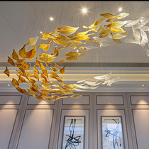 Engineering soft Art sky ceiling pendant hotel club lobby sales department sand table Creative leaf hanging