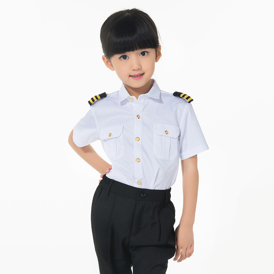 儿童空军空姐空少服装女童飞行员制服男童少儿机长时装表演演出服