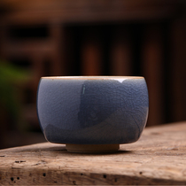 Liuhtang Ru kiln blue tea cup pure handmade Master Cup Jingdezhen large product Cup single cup open film can be raised