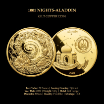 (Spot) 2022 Djibouti 1001 Night One Thousand and One Night One commemorative coin Aladdin gold plated copper coins