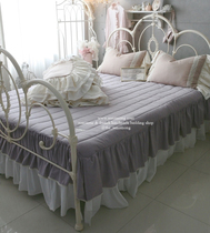 ANNAMONG Korean Handmade Pure Color Princess Wind Bed Skirt Sheets Single Double Cotton Sheets