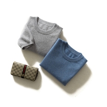 Short sleeve men's vitality cashmere knitted short sleeve with half sleeve pullover round neck solid color casual backing