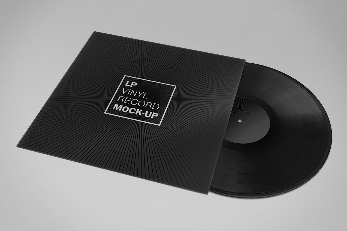复古高端房地产黑胶唱片cd光盘vi样机展示模型mockups设计素材模板