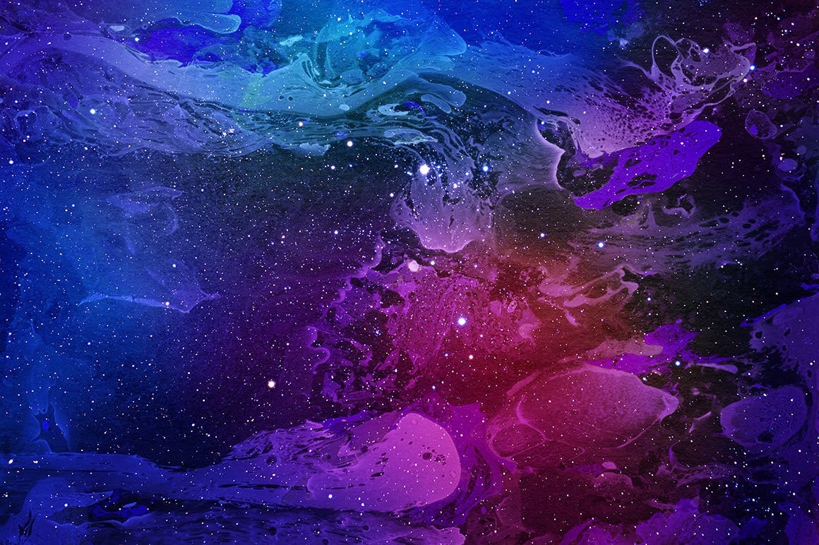时尚绚丽星空星云背景素材图片炫酷渐变色水彩飞溅琉璃大理石纹理b01