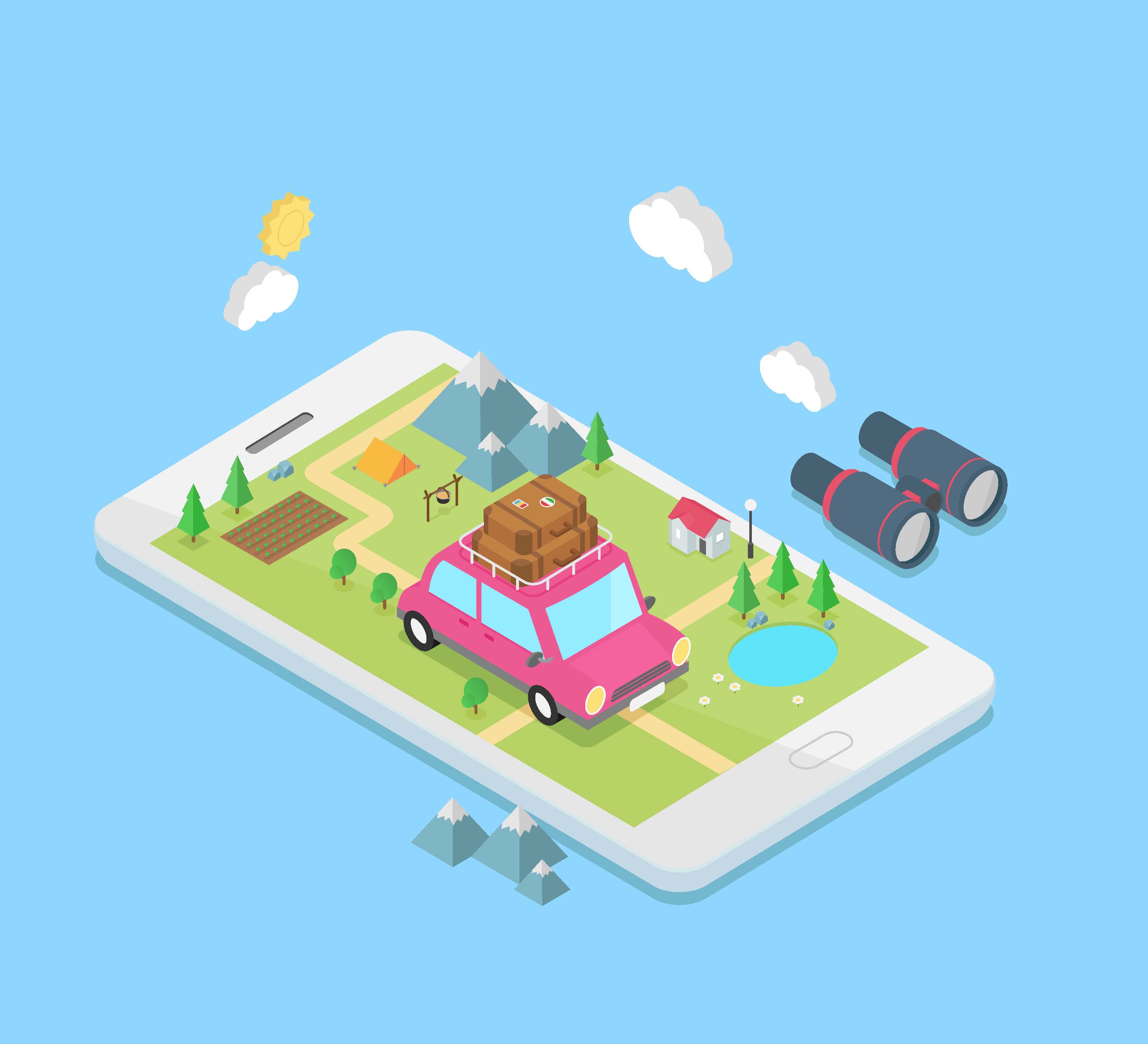 创意手机app插画素材海报banner设计ai矢量图案2.