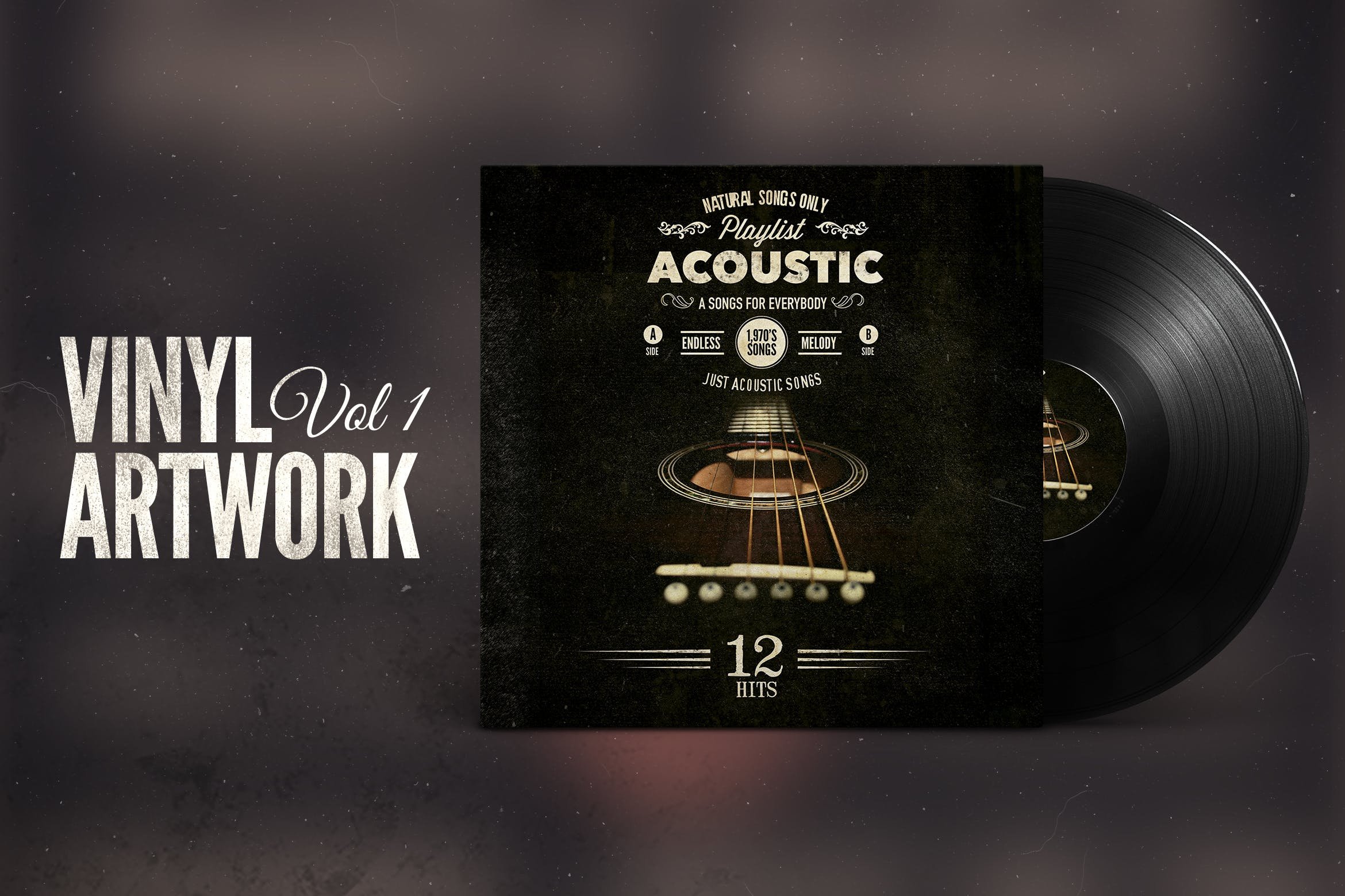 黑胶唱片包装样机复古时尚风格高端下载[psd]设计素材模板